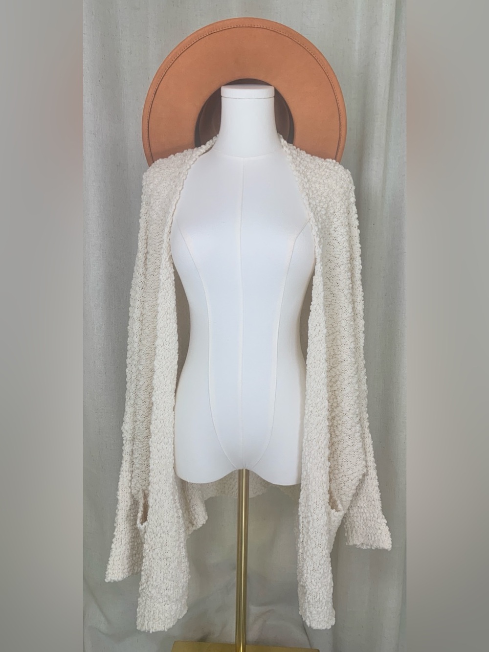Hayden Los Angeles Cream Popcorn Knit Open Front Cardigan NEW with Pockets | NWT